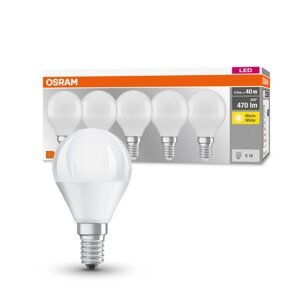 5 ks matná LED žárovka E14 4,9 W BASE CLASSIC teplá bílá