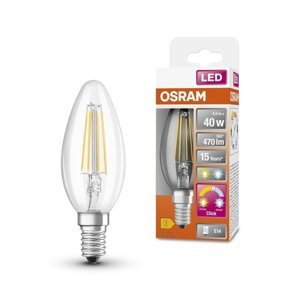 Průhledná malá LED žárovka E14 4 W CLASSIC B, laditelná bílá